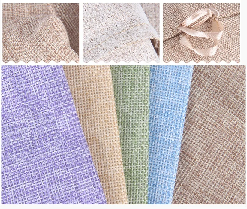 Wholesale high custom nature linen drawstring bag with printed logo make up bag drawstring for promotional