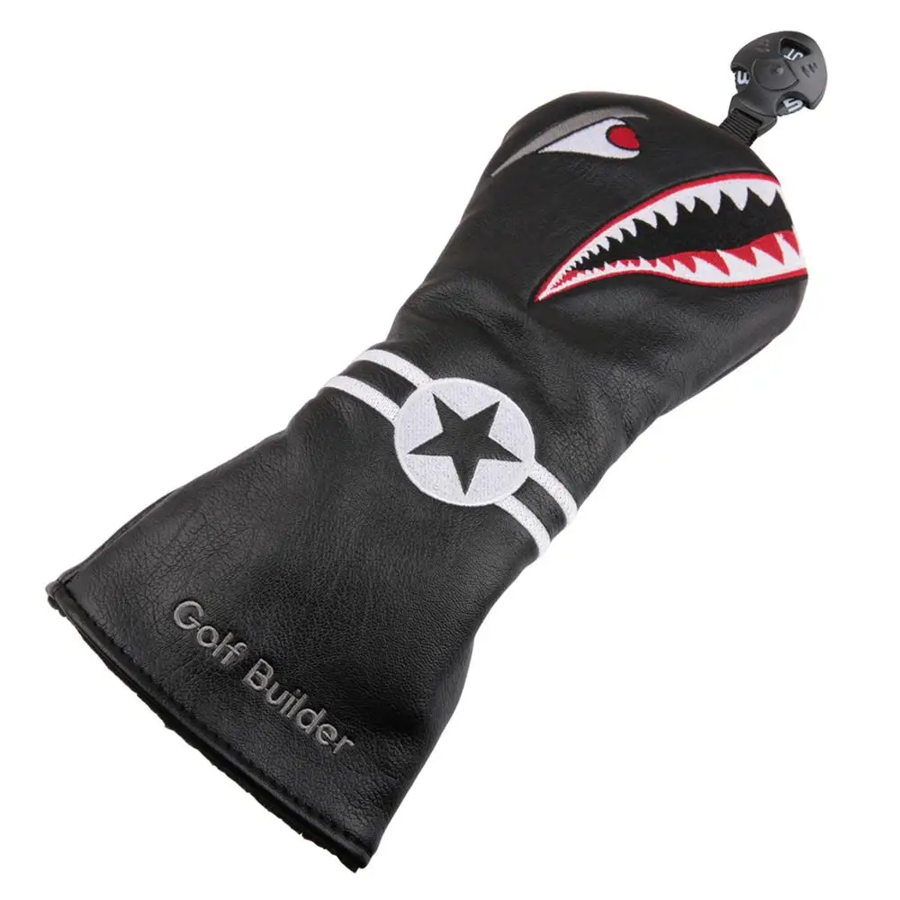 Golf Builder Black Shark Golf Wood Head Cover for Golf Driver Fairway Hybrid FW UT 3PCS/SET