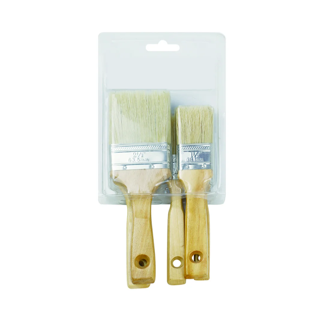 Professional Natural Wood Hand Brushes Set Flat Brush for Stain