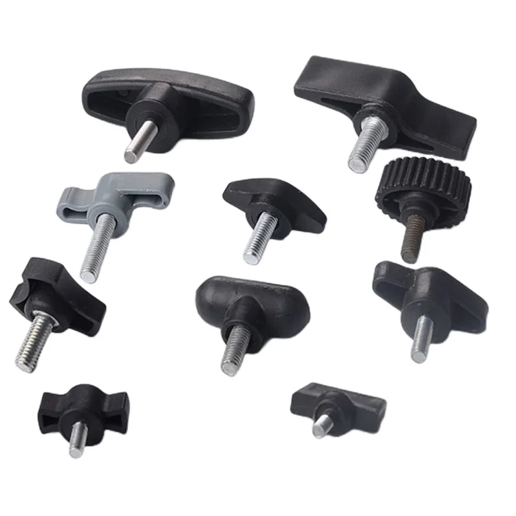 Six Star Black Knob Plastic Head Steel M6 M8 M10 Screw Rod Thumb Screw