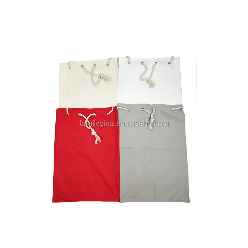 Christmas Gift Bag Decor Custom Blank Cotton Canvas Solid Color Drawstring Santa Sack