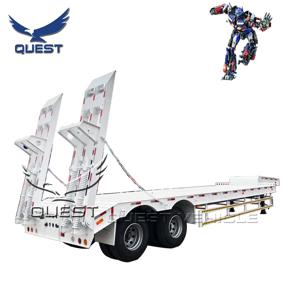 Factory 2 Axles 40 Tons 60Tons Low Loader, Low Bed Semi Trailer With Bogie Suspension