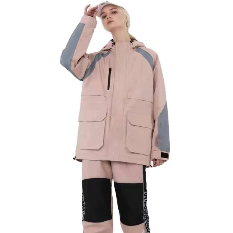 Индивидуальный Модный водонепроницаемый Розовый лыжный комбинезон, лыжный костюм