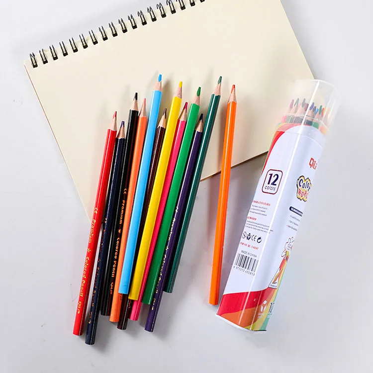 New products smooth writing color pencil 12 colors children triangular pole drawing