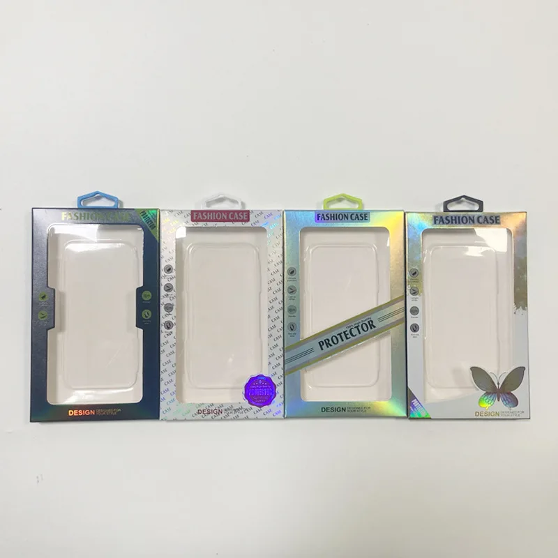 Transparent packaging box with window opening in stock, suitable for all types of phone cases