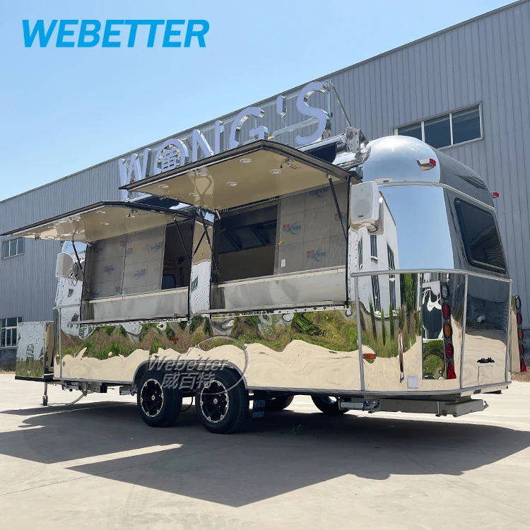 WEBETTER Pizza Food Truck Catering Trailer Fully Equipped Mobile Snack Coffee Cart Imbisswagen Airstream Food Trailer For Sale