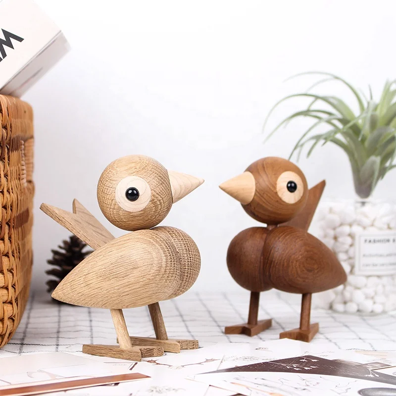 Dolls finished Wooden Toy Painting Europe Wood Style Simply Crafts natrual Color Feature animal Sparrow ornament for home decor