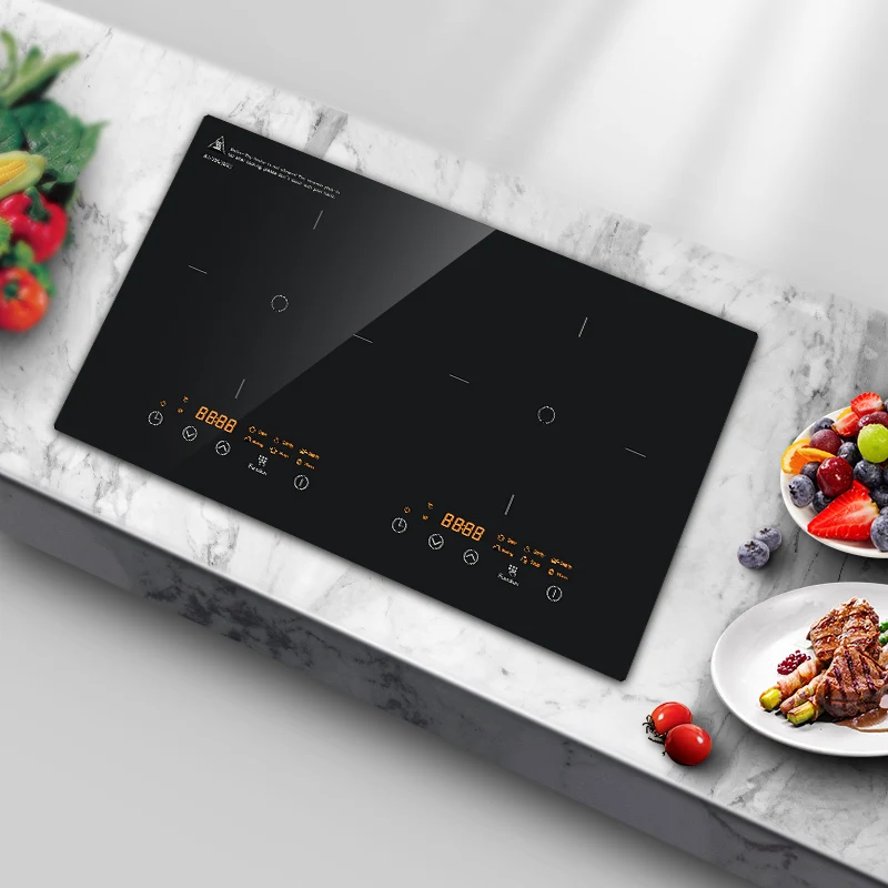 Europe standard kitchen appliance 3500W built-in 2 burners double induction cooktop with CE