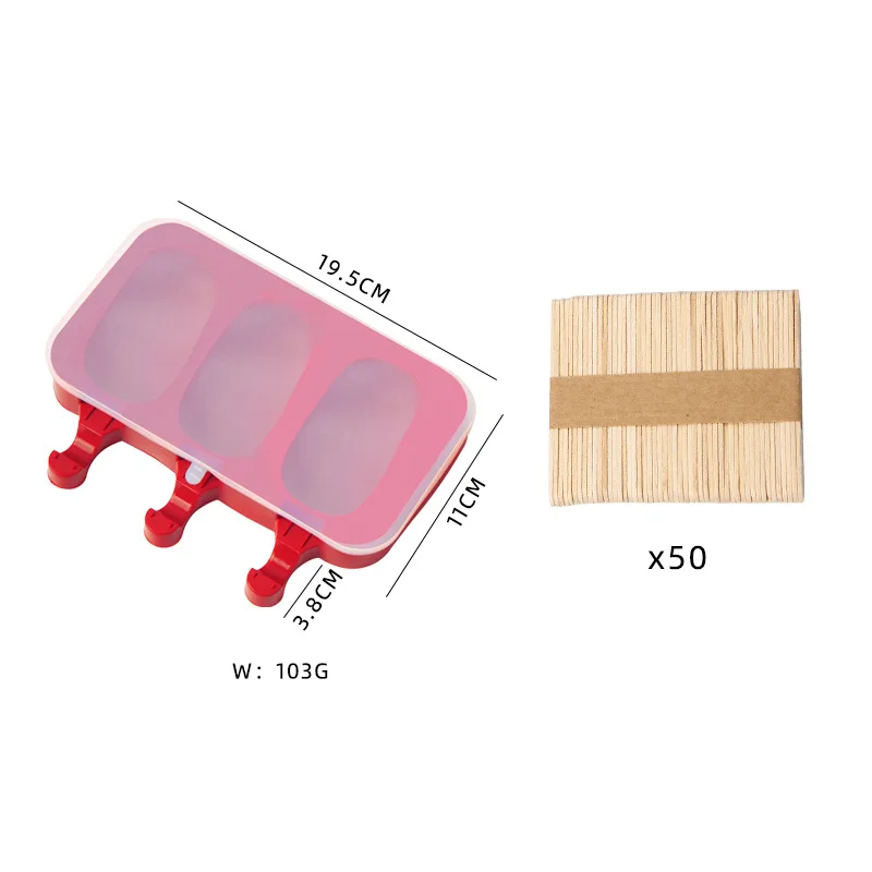Homemade Oval Ice Cream Popsicle Mold Diy New Style With Lid 3 Silicone Ice Cream Mold