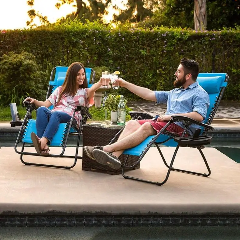 
Folding Zero Gravity Lounge Chair Wide Recliner for Outdoor Beach Patio Pool 