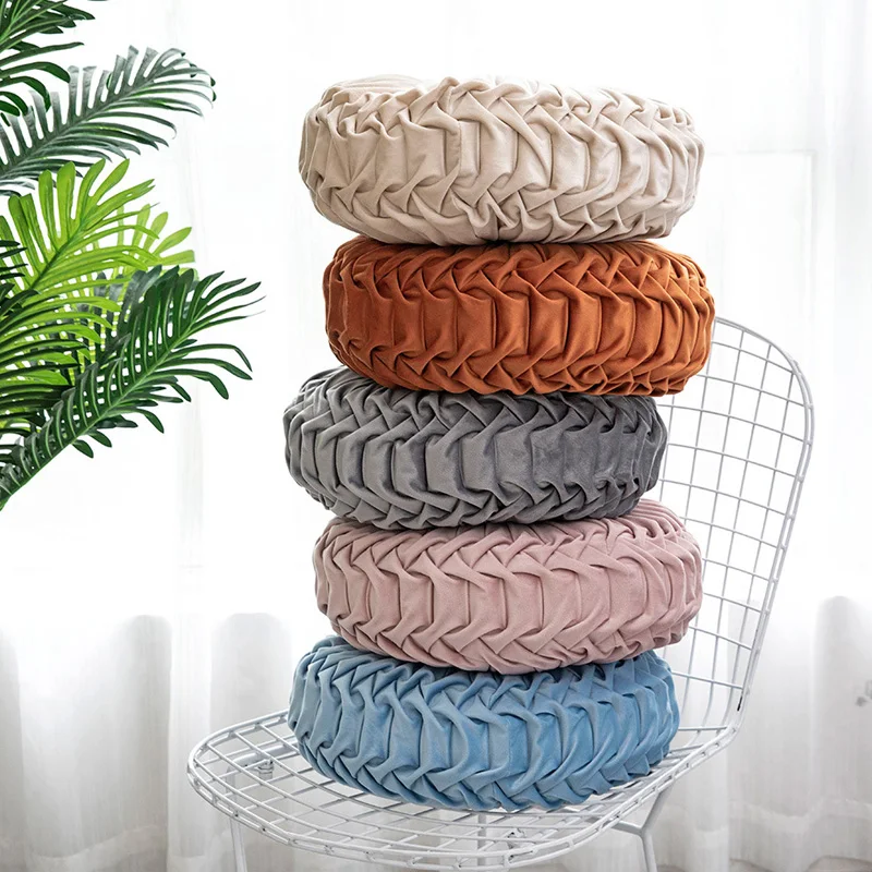 Round solid color Dutch velvet cushion sofa pumpkin pillow home decoration floor mat