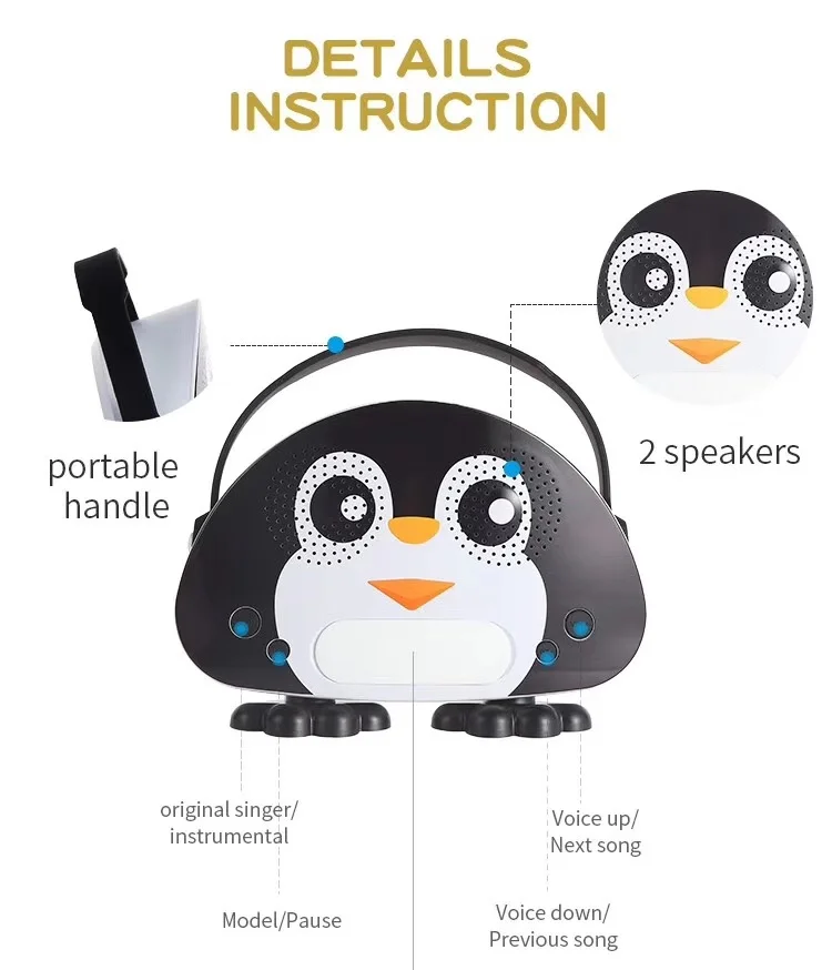 Children portable karaoke mini speaker with microphone