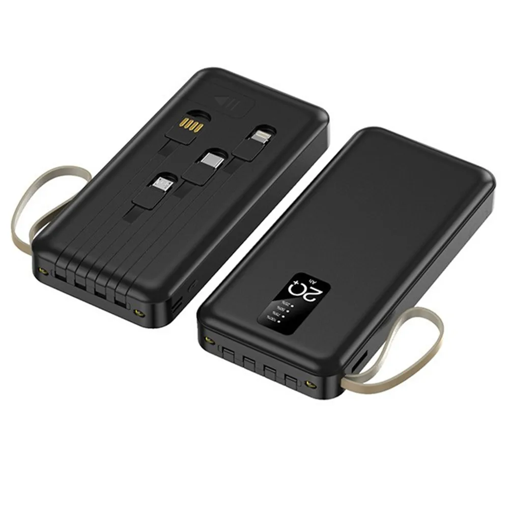YM-522 Full Capacity 2pcs Polymer Battery Fast Recharge 5V 2.1A Power Bank 20000mah with 4 Wires and LED Torch Function