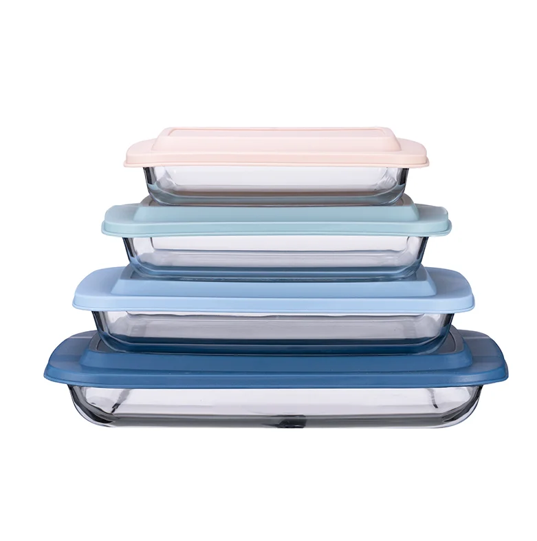 Rectangle Pan Dinner Plate Big Capacity High Borosilicate Glass Bakeware With Lid