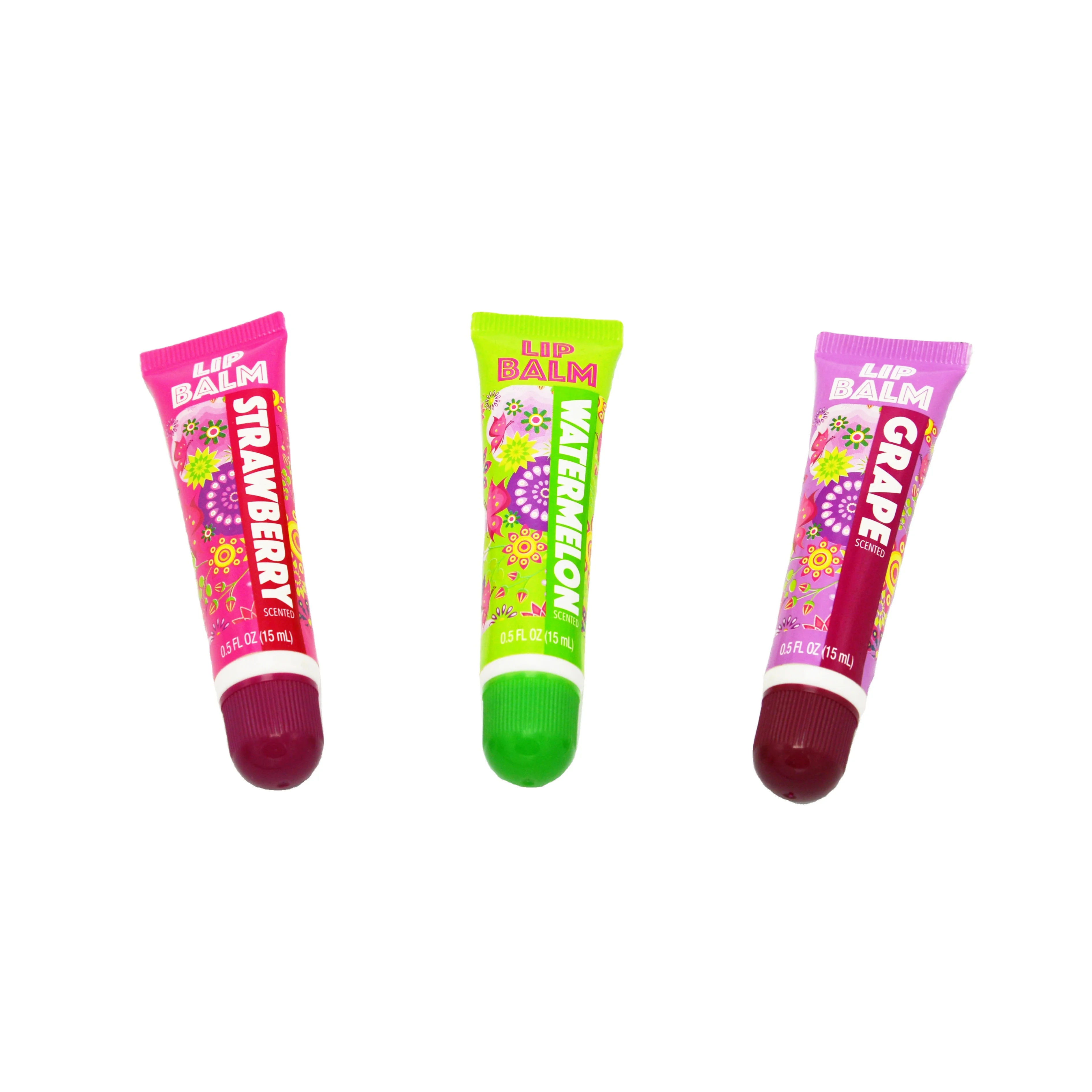 wholesale 3PCS 15ML small slim Natural Moisturizing Nourishing Vegan Private Label sweet skin care Lip Balm tubes Set