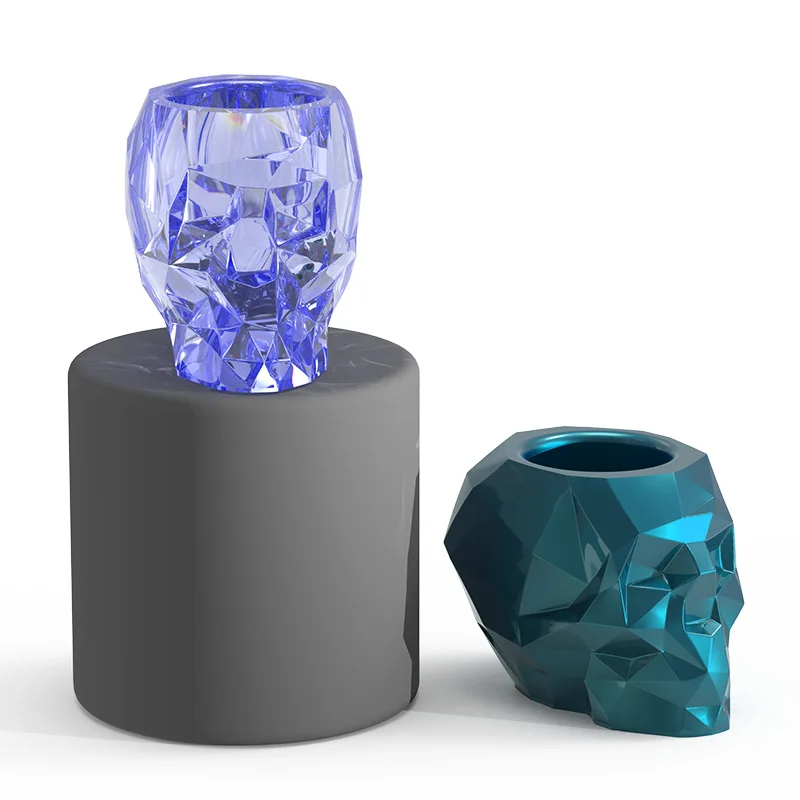 W295 Creative Crystal Epoxy Mould Skull Pen Holder Flower Pot Silicone Mould