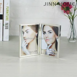 Jinnhome High Quality Alloy collage picture frame Metal two Folding photo frame album table photo frame for Decoration