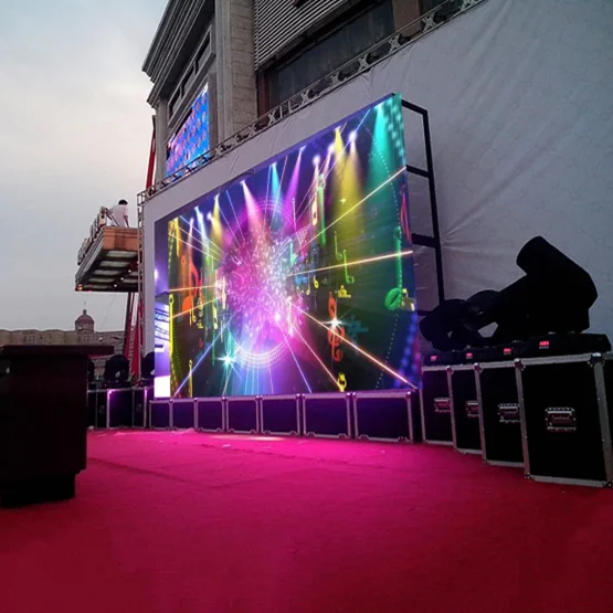 45 degree curve cabinet p2.976 series rental full colour led screen shipping flight case 3.9mm with water big p3.91 led module