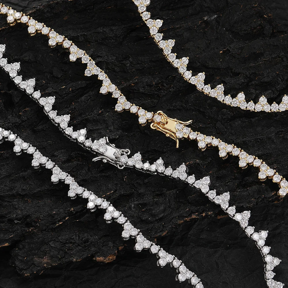 Factory Direct Gold Cross Pattern Necklace with Diamond Zircon Spring Buckle Trendy Heart Tennis Design for Ladies for Weddings