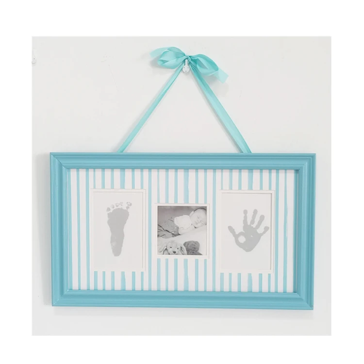 3 Open Rectangle Gallery Frames Newborn Handprints and Footprints Kit Solid Wood Baby Photos