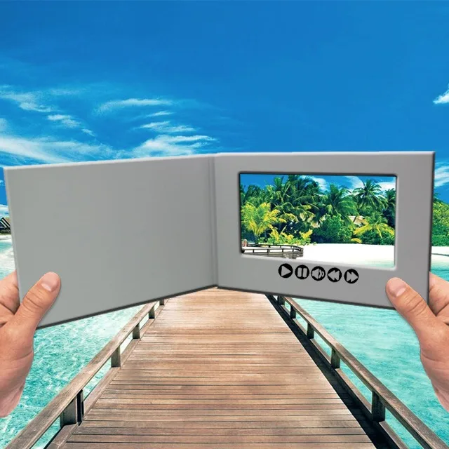 wholesale new lcd video advertising card 5inch  IPS/TFT/HD business greeting gift card lcd display A4 Brochure card