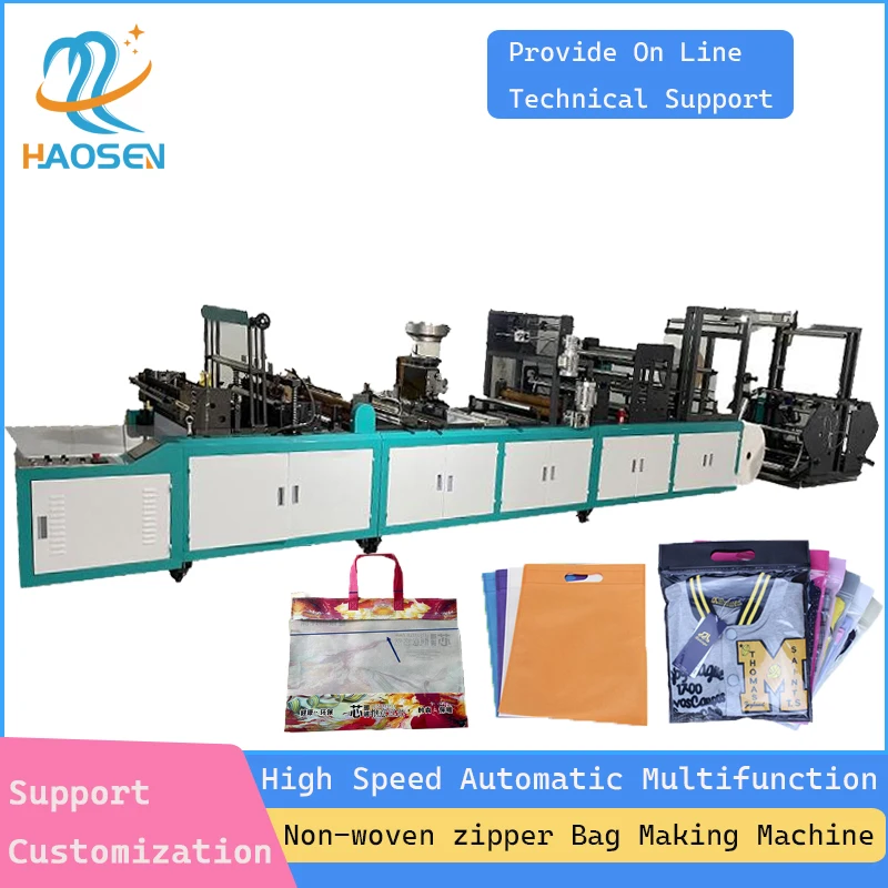 High Quality Full Automatic Spunbond + Polypropylene Film Plastic Zipper Non Woven Fabric Bag Making Machine Price