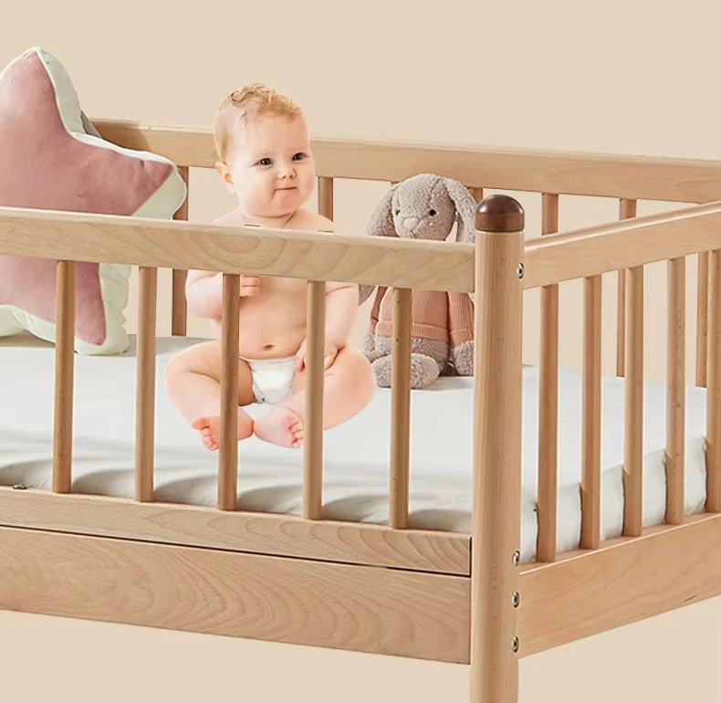 Luxury Mobile Baby Cot Bed Crib Modern Wooden Sleep Baby Cot for Babies