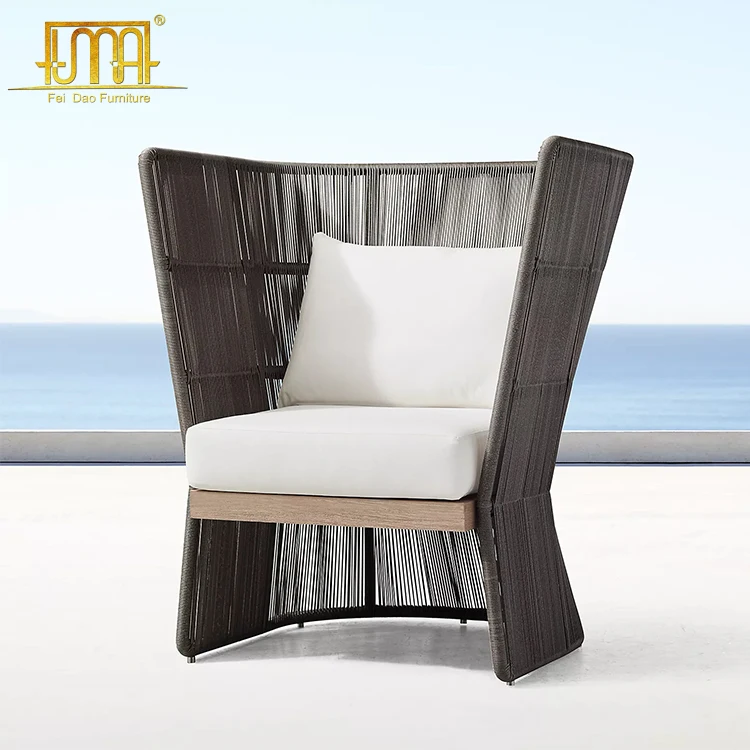 All-weather garden furniture luxury outdoor rope dining chair with cushion