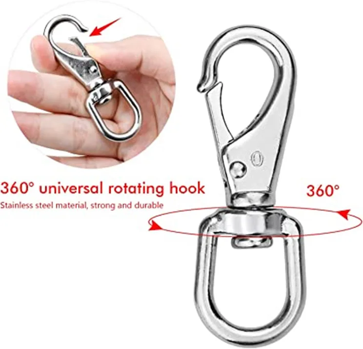 Factory Direct 304 Stainless Steel Keychain Swivel Snap Hook for Purses Pet Chain Dog leashes Bird Feeder Boat Anchor Rope