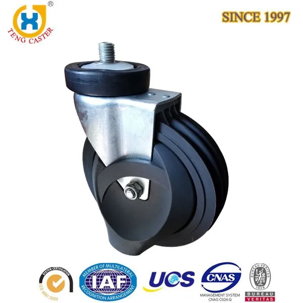 factory sales 4-dish Supermarket shopping cart castor Swivel PU Escalator wheel with bumper TUV Certificate