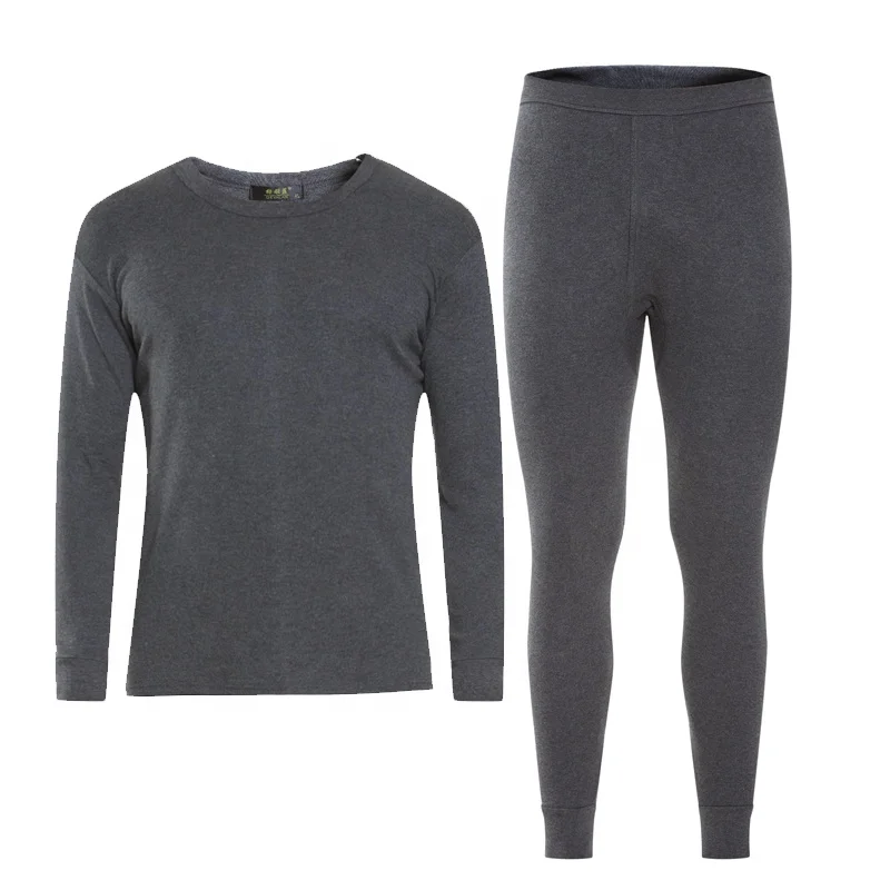 Wholesale winter Mens cotton thermal long johns underwear set with Top And Bottom