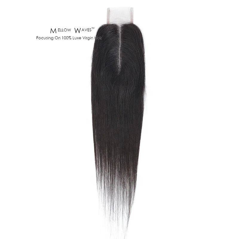 
Mellow Waves Kim K Kardashian Straight Preplucked Human Hair 2x6 Lace Closure Straight With Baby Hair Millde Part For Women 