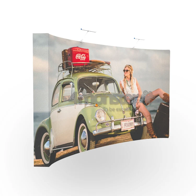 Hot Sale High-end aluminum trade show stand 10 ft curved pop up display
