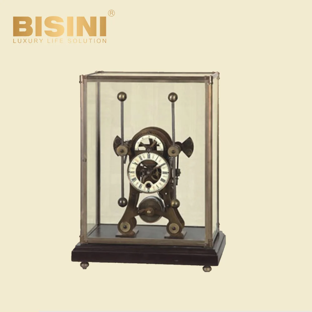 High grade luxury retro Mahogany Shell pressure lion ball clock Mechanical Exquisite Glass cover Desk Clock