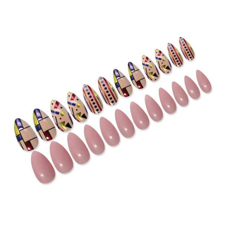 New Design Customised Press On Nails 24 Pcs Long Mix And Match Pointed Coffins Gel Tips Nails