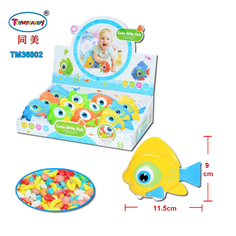 China candy toy manufacturer 2022 good selling products wind up plastic fish animal toys with candy