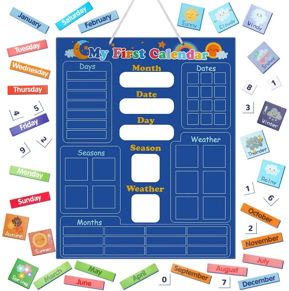 Hot selling Baby montessori toys My First Calendar DIY kids magnetic drawing board