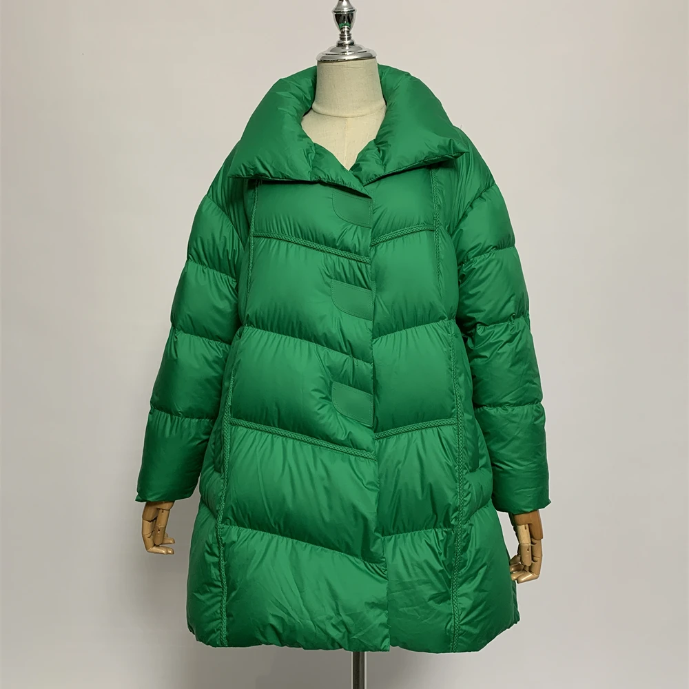 wholesale High Quality Thick Trendy Winter Warm Jackets  mid length Puffer woman down coats