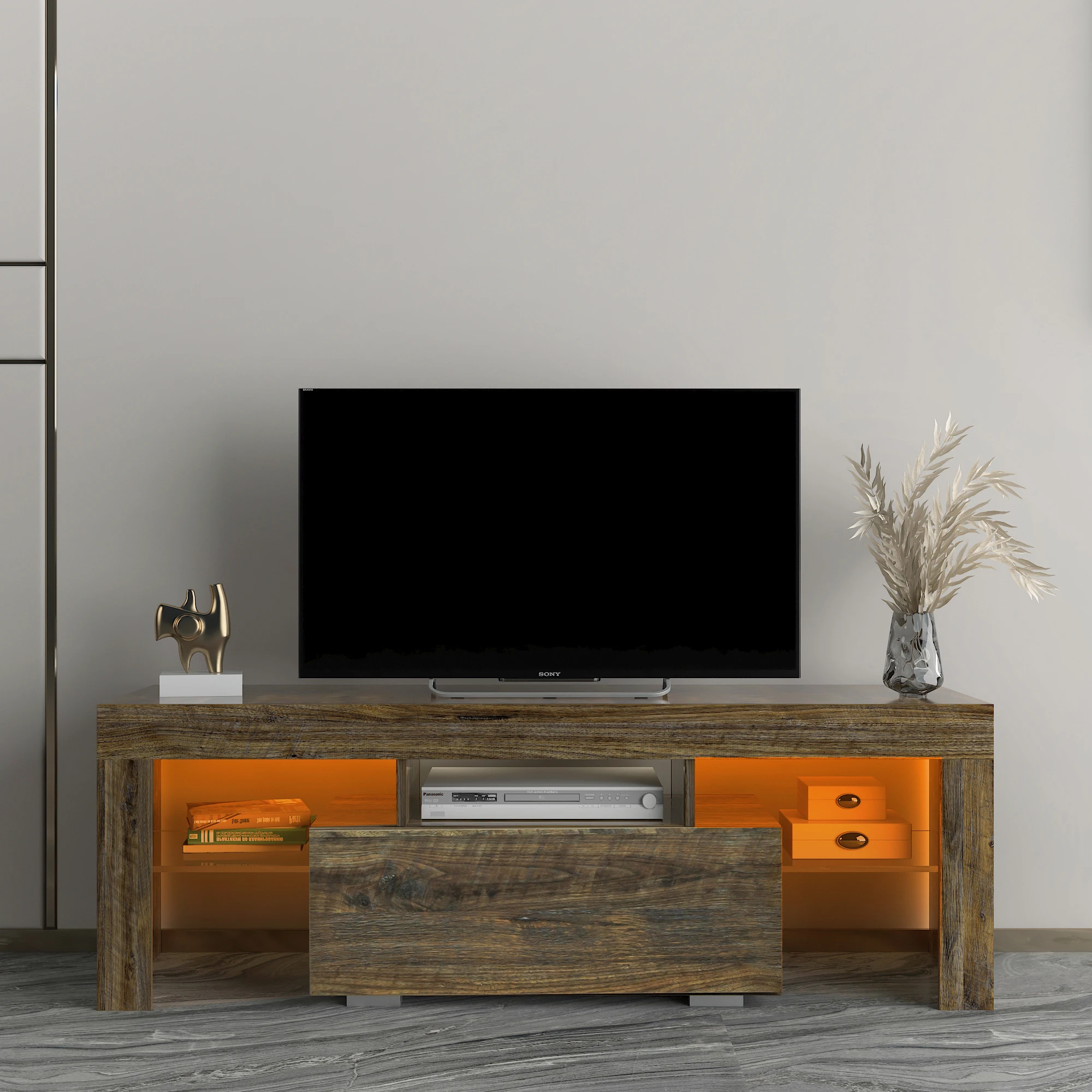Home furniture tv unit cabinet Modern wooden LED tv cabinet led lighting floating tv stand for living Room Furniture