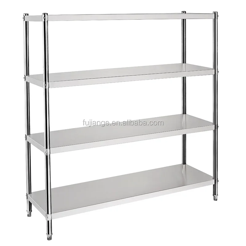 Four Tiers Vegetable Stainless Steel Display Rack Shelf 4 Layers Detachable Commercial Kitchen Shelf For Strong Load Capacity