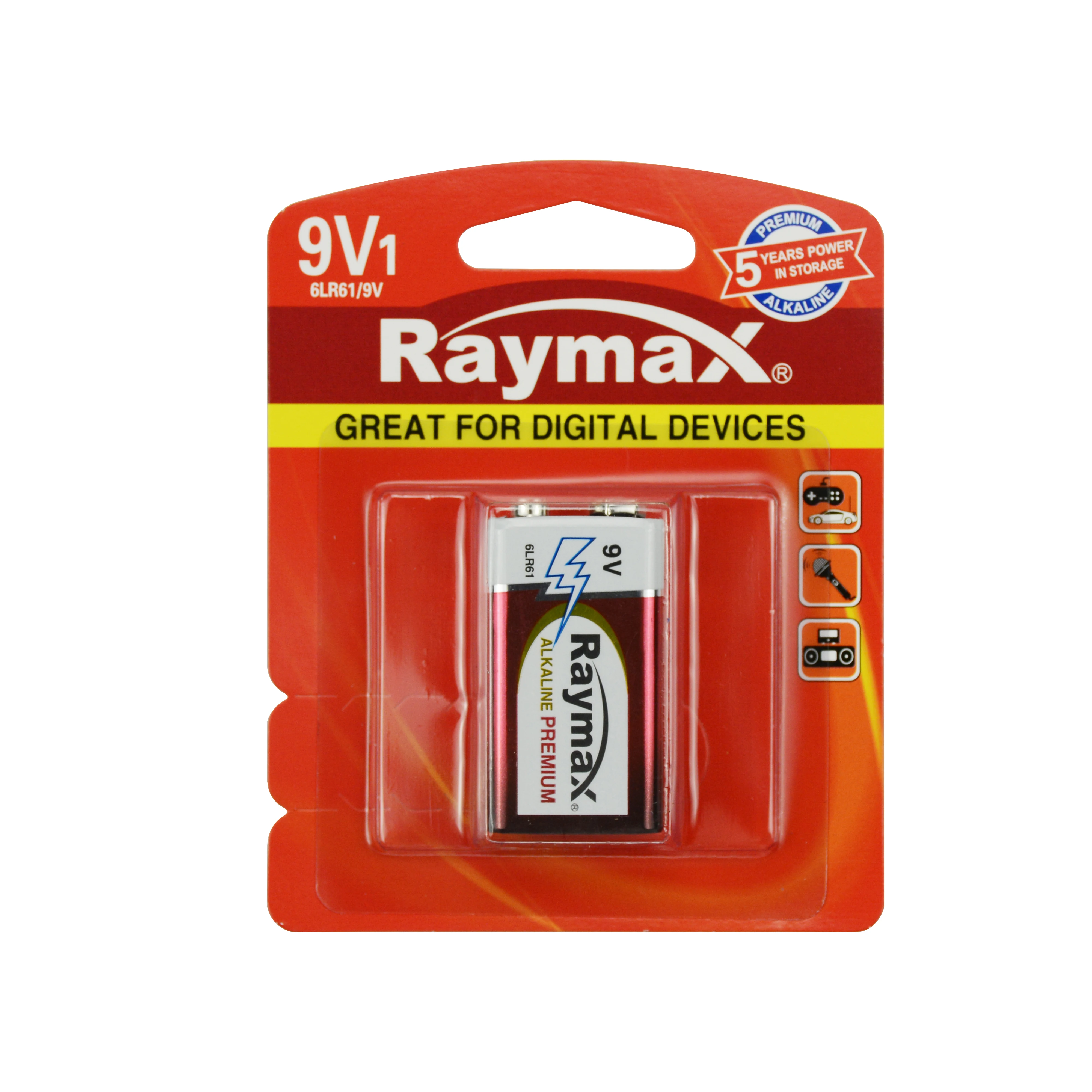 Raymax Factory Supply 9v   6LR61  battery Super alkaline Zn/MnO2 smoke detector battery