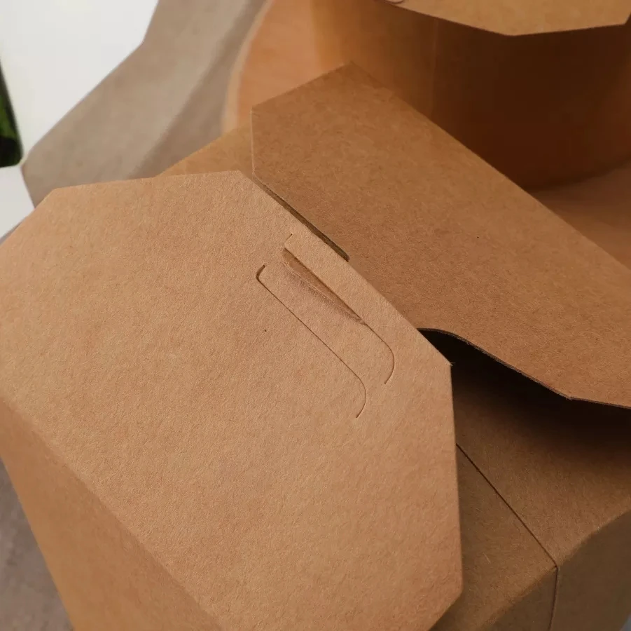 Eco Disposable Kraft Paper Takeaway Packaging Rice Takeout Container Food Box Noodle Chinese Custom 16oz 26oz 32oz Candy Box