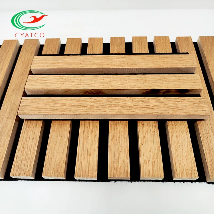Ready To Ship Eco Friendly woodupp acoustic wall panel soundproof paneles acusticos  natural oak acoustic slat wood wall panels