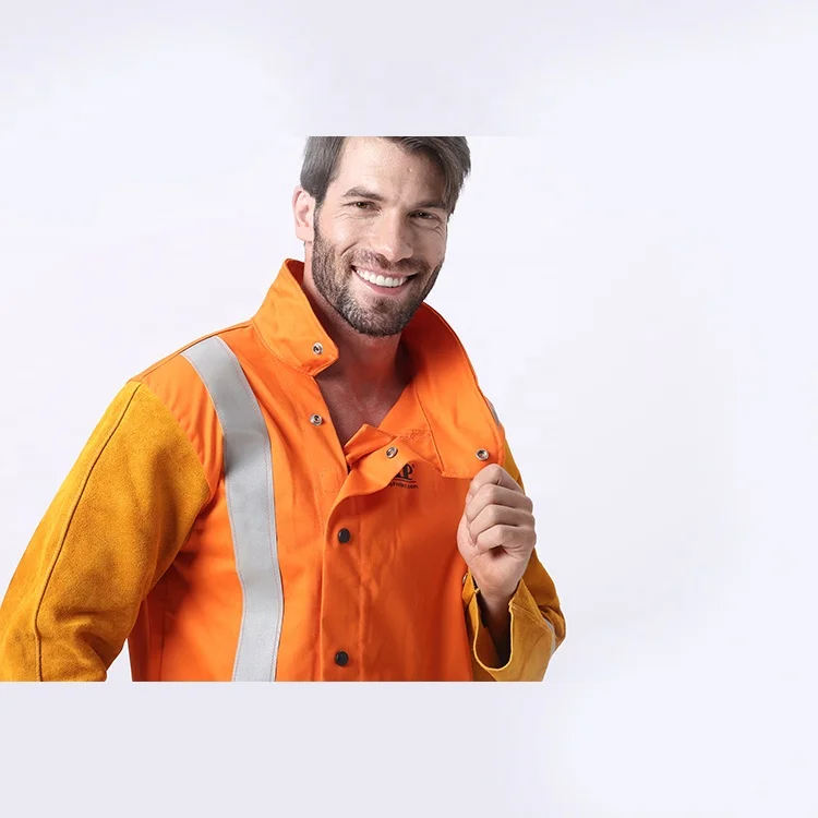 AP Hi-Vis Welding Jacket Leather Reflective Tape FR Work Clothing for Safety