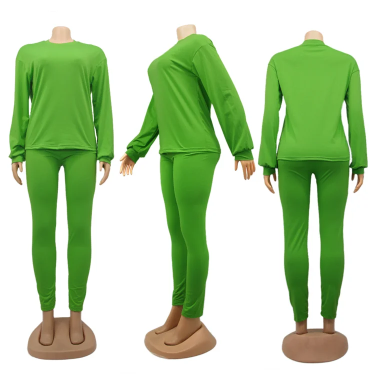 Ladies Long Sleeve Top And Pants Multicolor Jogging Sweatsuit Plus Size Autumn Women Two Piece Set