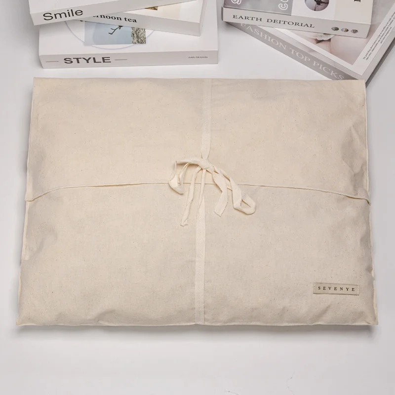 Custom Logo Printed Recyclable Cotton Soft Gift Envelope Flap Jewelry Package Pouch Handbag Shoe Cosmetic Dust Bag