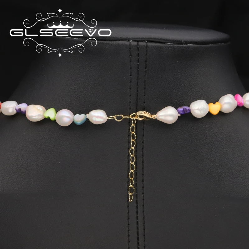 New Kawaii Colorful Artificial Stone Love Charm Necklace  Freshwater Pearl Girls 2022 Fashion Necklace Fine Jewelry