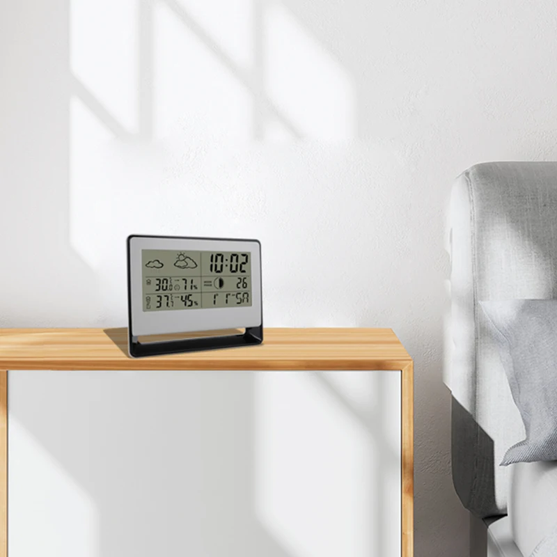 Household wireless weather station clock indoor and outdoor thermometer hygrometer digital calendar alarm clock