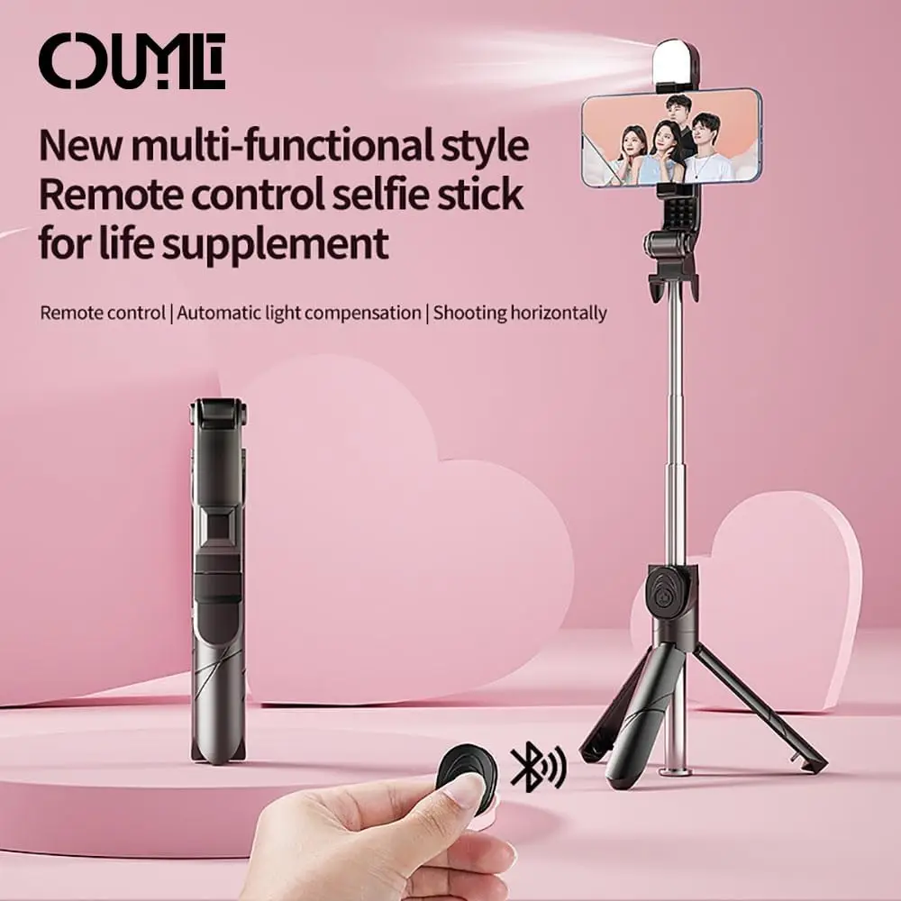 OUYILI Selfie Stick Phone Tripod with Remote, Portable 5 in 1 Selfie Stick Phone Tripod