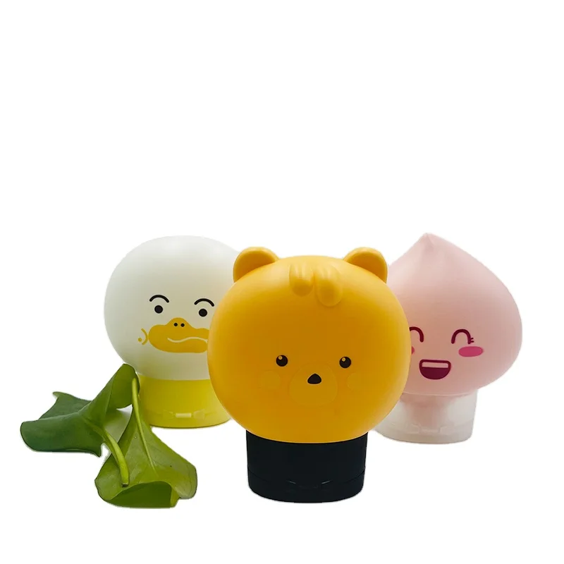 Unique PCR HDPE Custom Color cartoon shape lotion sunscreen hand cream kid baby care bottle squeeze flat 100ml with flip cap